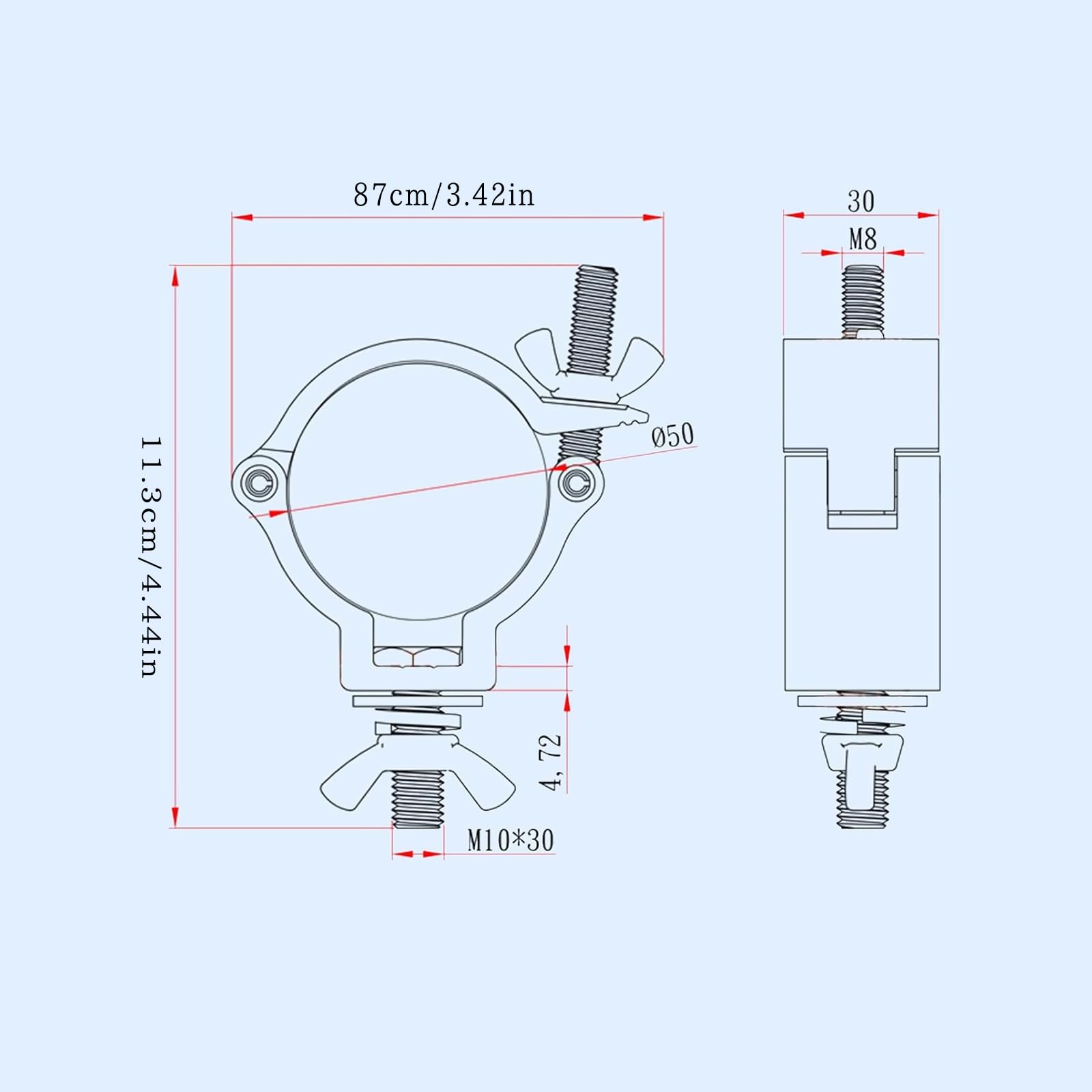 Truss Clamp 48-51mm Carga 100kg,Forreen 4 Pack Gancho para Truss Pinza de Gancho Truss Clamp Resistente Truss DJ O-Clamp para Fijacion Cabeza Móvil Hook O Clamps