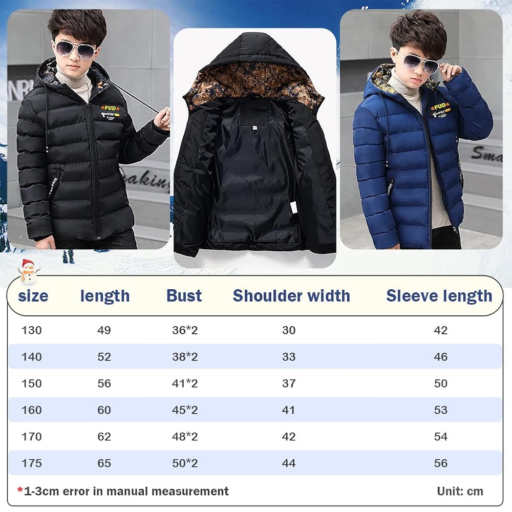 L SERVER Winterjacke Für Jungen - Wind- & Wasserdichter Parka Mit Kapuze