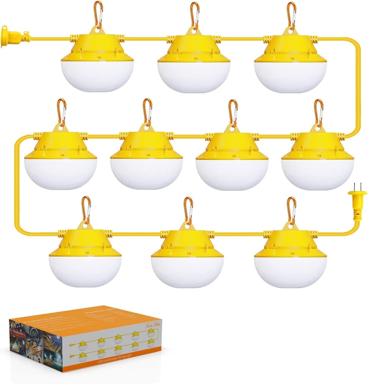 NS 100FT Construction String Light 160W 16000LM 5000K Bright led String