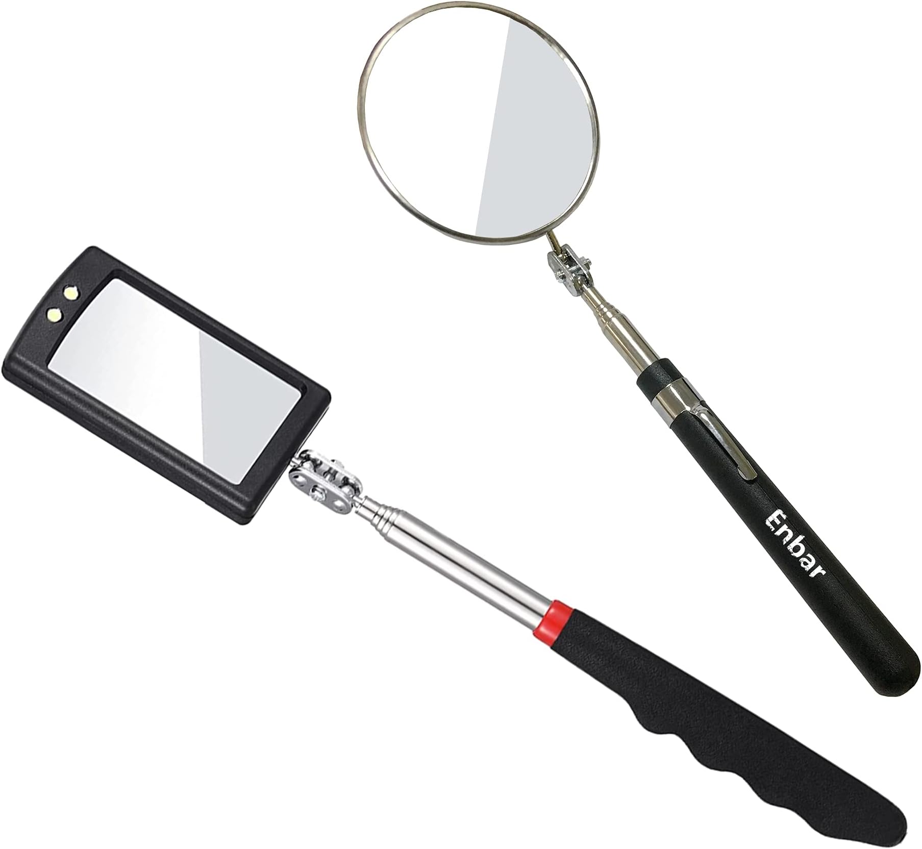 - 360 Rotating Telescopic Inspection Mirror - Mechanics Car Mirror on a Stick with Lights and Extendable Mechanic Tool for Automotive