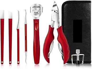 FULNES Conjunto de pedicure para pés correção de unhas unhas grossas unhas encravadas cortadores cortadores de pele morta removedor de sujeira ferramenta de manicure (cor: 7 peças - vermelho)