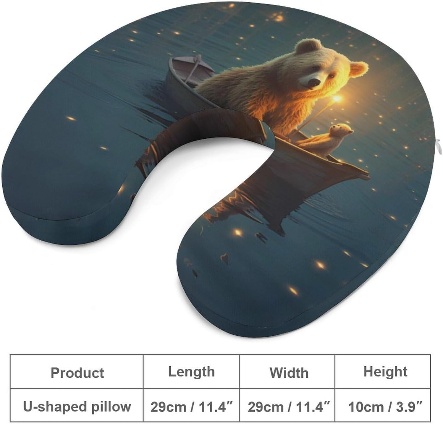 Bear Boat U Shaped Neck Pillow Portable Travel Airplane Headrest Pillow Lightweight Support Pillow Cushion