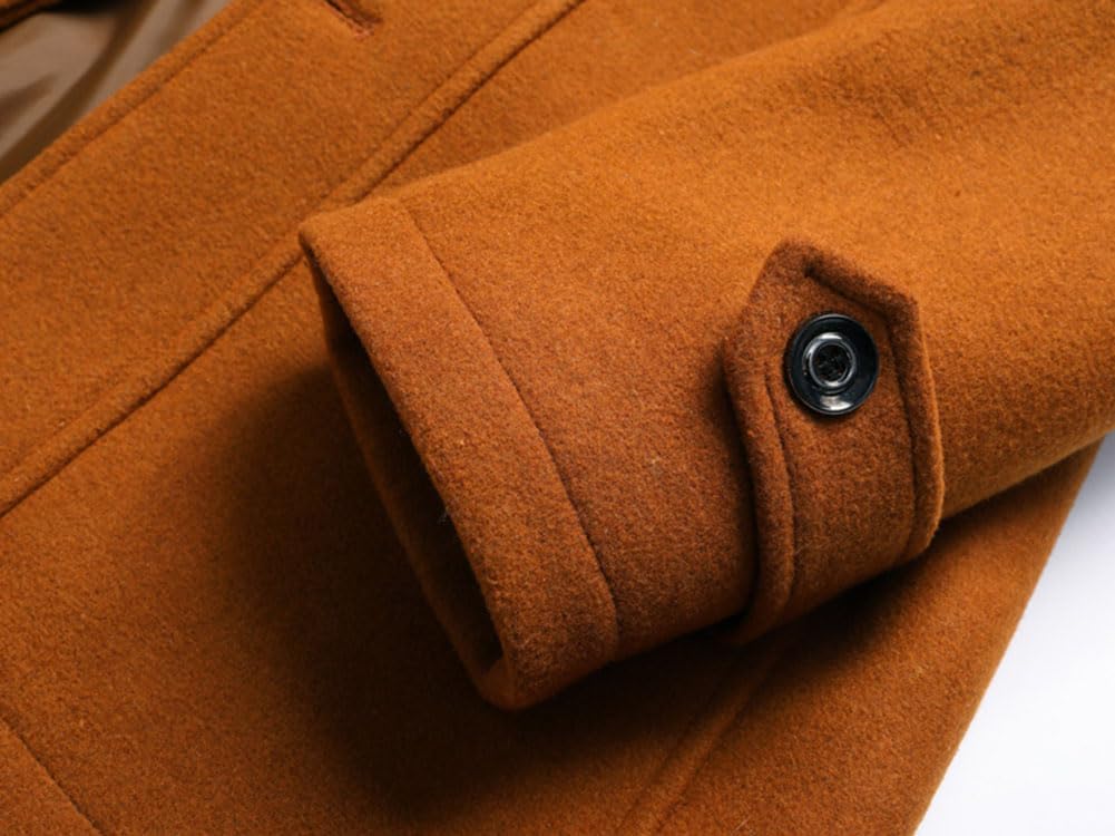 Cappotto da Uomo Invernale in Lana Sintetica Spessa Trench Cappotto di Media Lunghezza Slim Fit Imbottito Giacche Caldo Casual Peacoat Con Cappuccio Rimovibile