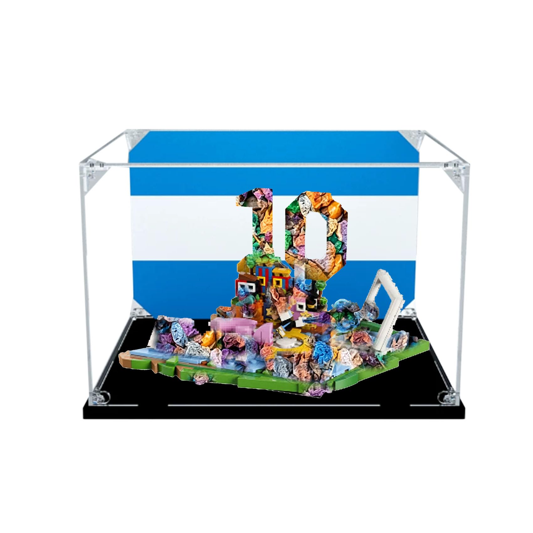 Acrylic Display Case for Le-go 43011 The Moment of the Goal Model, Dustproof Display Box (display box only) (StyleA Background 3mm)