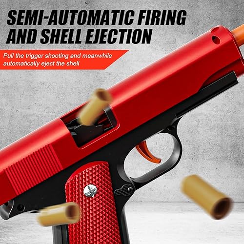 Miniatura 3 de Paquete de 2 pistolas de expulsión de conchas 1911, pistola semiautomática con bala suave y rebote automático, pistolas de espuma de juguete al aire