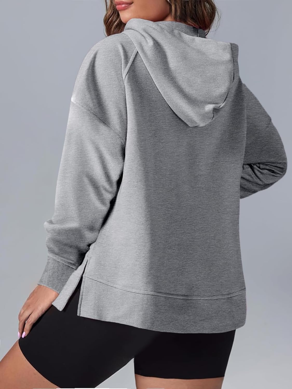 Eytino Women Plus Size Sweatshirt Half Zip Long Sleeve Hoodies Tops Oversized Casual Sweaters with Pockerts(1X-5X)