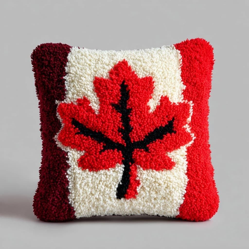 Henypt DIY Latch Hook Pillow Kit, Maple Leaves
