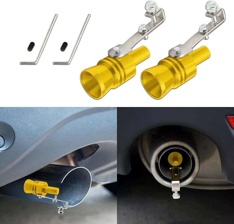 Apito Simulador de Som de Turbo para Escapamento QZTYTY em Alumínio Dourado – 2 unidades