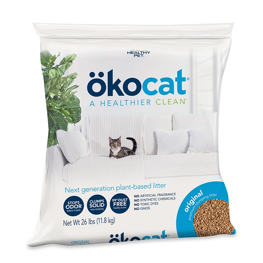 ökocat Original Wood Clumping Cat Litter, Unscented, 26 pounds XL - Natural Ingredients, Stops Odor, Clumps Solid, 99% Dust Free, Great for All Cats