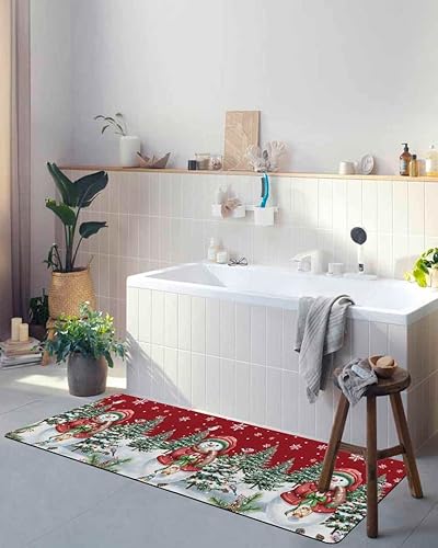 Miniatura 5 de Christmas Red Bath Mat for Tub,Non Slip Bathroom Floor Runner Rug Quick Dry & Absorbent Diatomaceous Earth Shower Sink Bedroom Kitchen Washable