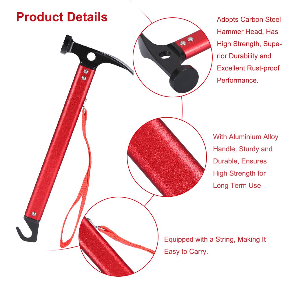 Keenso Camping Hammer Zelthammer Hammer Hammer für Zeltheringe Peg Hammer tragbar für Camping, Bivvy Outdoor Sports
