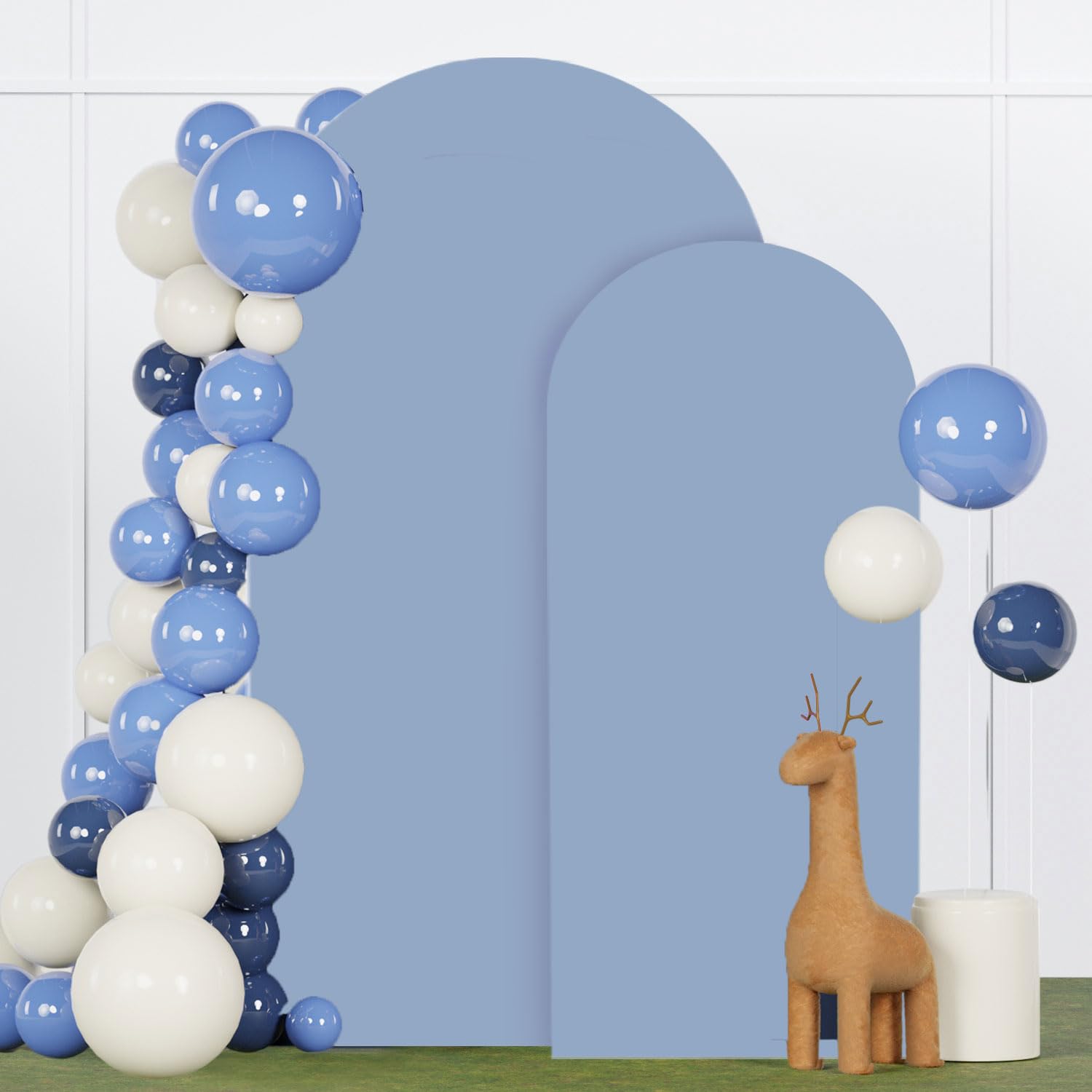 Wedding Arch Cover Set of 2 Dusty Blue Wedding Arch Cover 6FT 7.2FT Spandex Arch Cover Set for Birthday Party Boho Balloon Arch Stand Covers Set for Reception Party Metal Stand Decorations