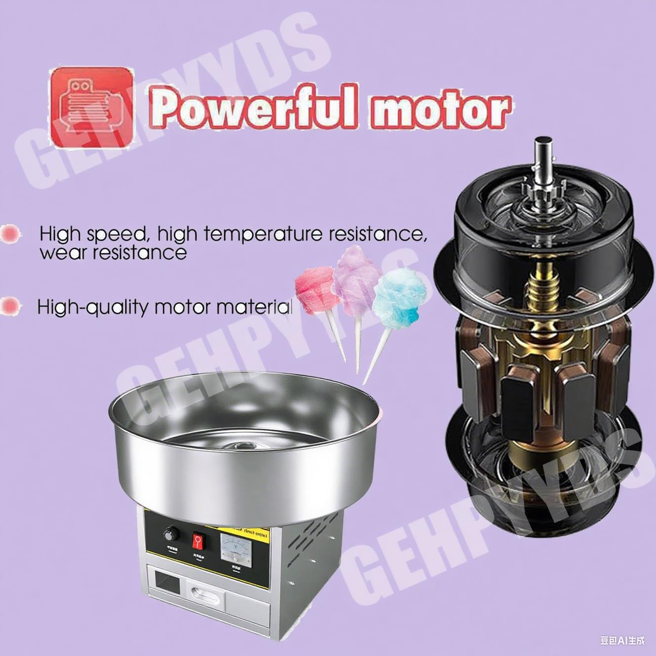 Máquina de algodón de azúcar eléctrica de 1200 W para encimera, Ideal para Fiestas de cumpleaños caseras y reuniones Familiares. (Pink)