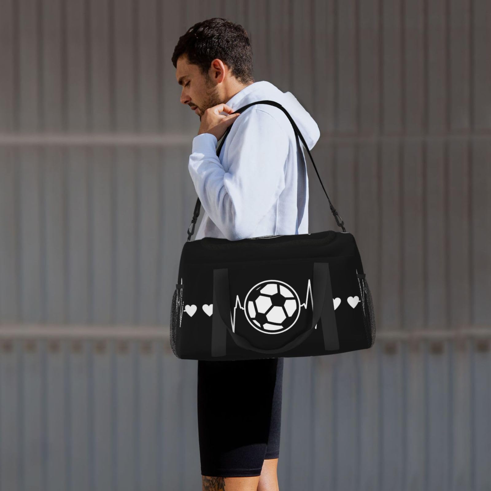 'I Love Soccer Travel Duffel' torba sportowa duża składana wodoodporna torba na noc plaża torby pływackie basen sport siłownia