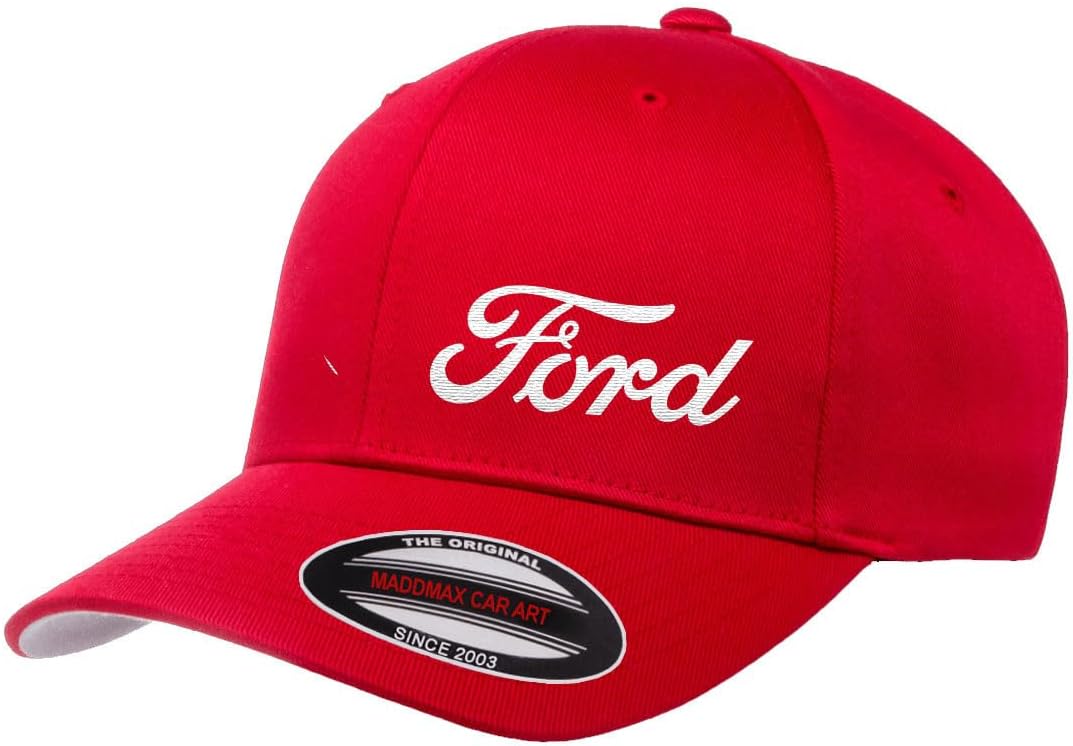 Ford Motor Co Script Logo New Side Panel Fully Embroidered FF6277 Athletic Baseball Fitted Hat Cap