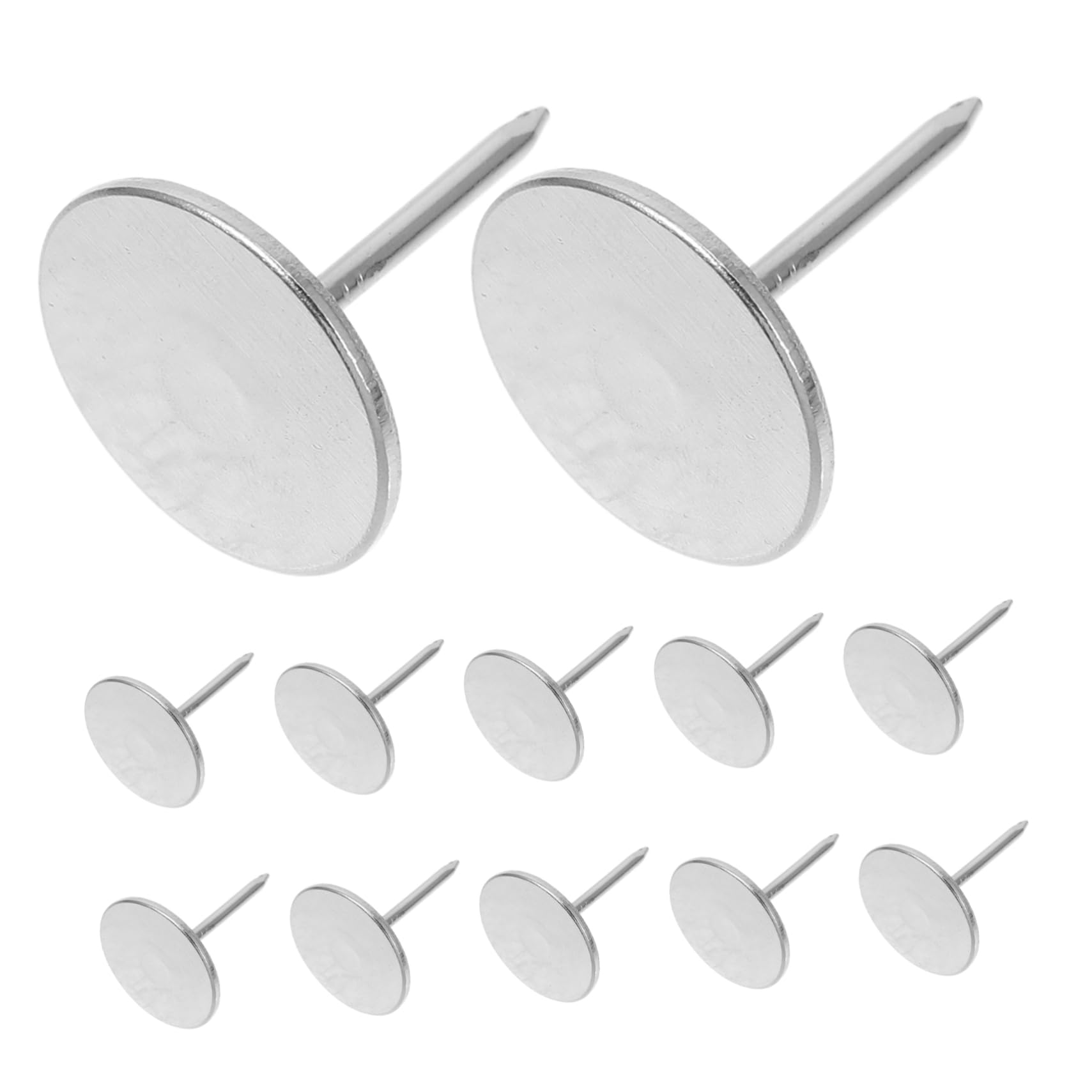 SEWACC 20pcs Flat Head Studs Sofa Decorative Nail Metal Push Pins for Home Office Round Head Furniture Tacks Rubber Hammer for Craft Projects