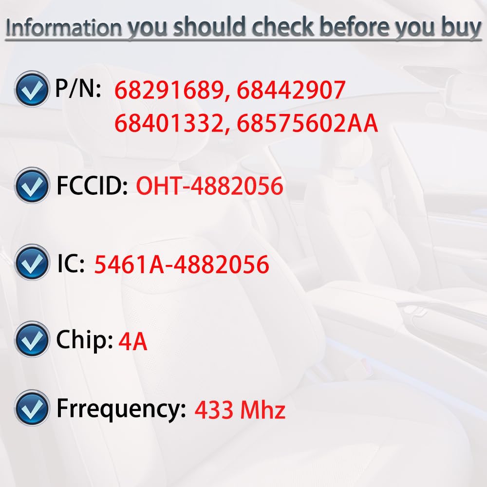 SUPALAND Smart Key Fob Keyless Entry Fits for RAM 1500 Dodge RAM 2019 2020 2021 2022 2023 2024 Remote Control Key Replacement 4 Button FCC ID:OHT-4882056