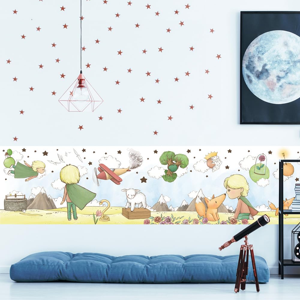 kina - SM0044 Adesivi Murali Fasce per Camerette Bambini - Grafica Il Piccolo Principe Greche Protezione e Decorazione Pareti Rivestimento Mobili Tavoli e Armadi 30x130 cm