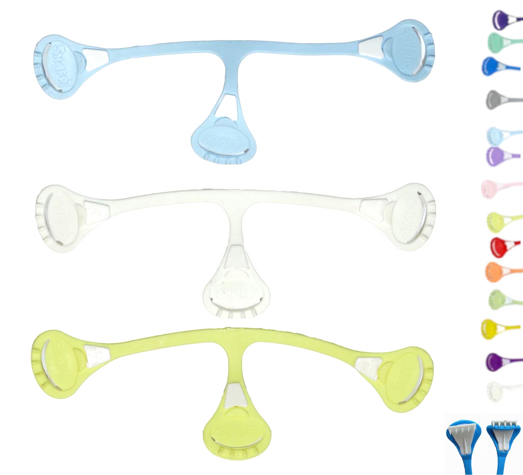 Snappi Nappy Clip for Muslin Nappies, Cloth Nappies, Pack of 3, Size 1 (Small) (Light Blue/White/Light Yellow)