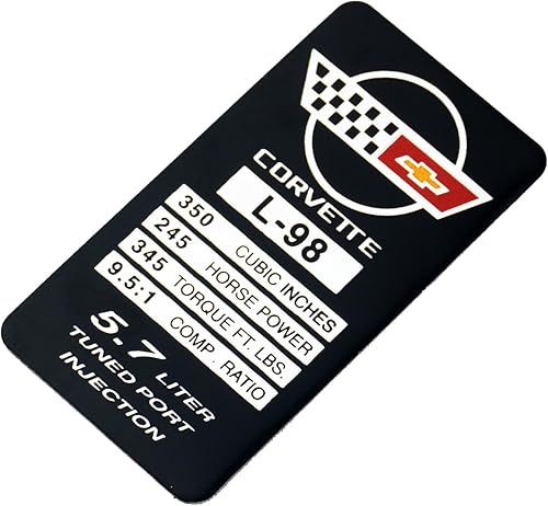 Miniatura 4 de 1 placa de identificación de motor C4 Corvette 1990 L98 con placa de datos de metal, placa de identificación 3D, 250 CV, 345 TQ de repuesto para