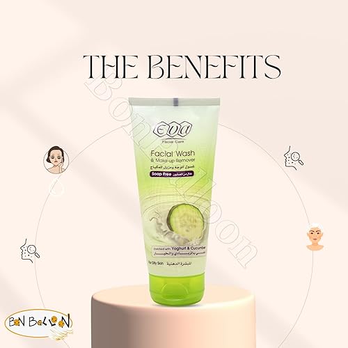 Miniatura 2 de 507 oz 51fl oz Eva Facial Wash and Makeup Remover Enriquecido con pepino y yogur esta mezcla natural revive tu piel equilibra su nivel de humedad y