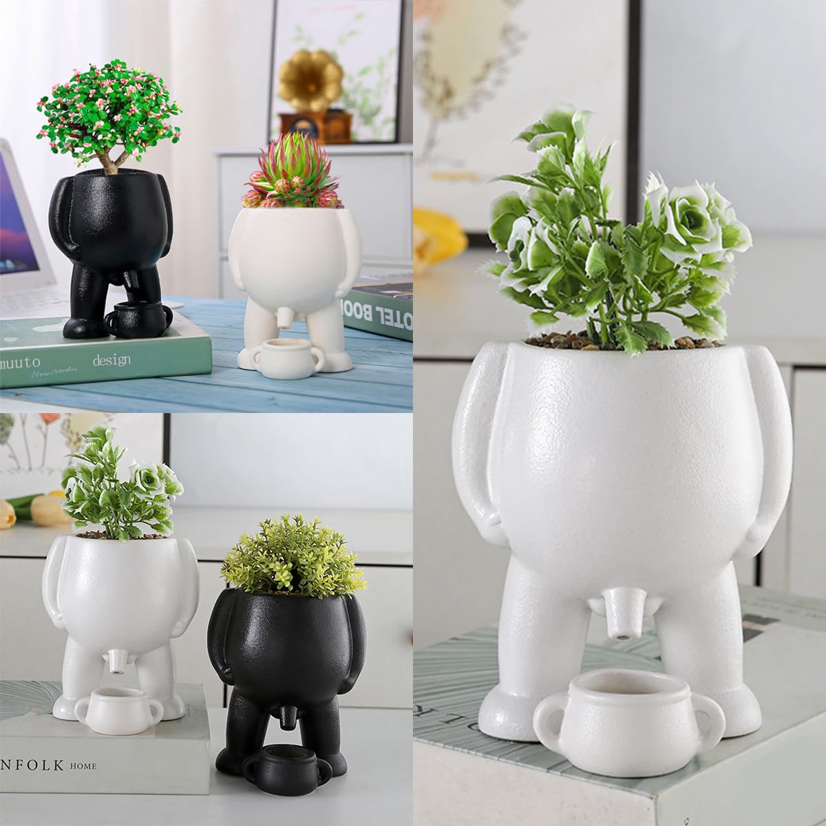 Pot De Fleurs Avec Visage,Mignon Pot De Fleurs En Résine,Pots De Succulentes Visage Souriant,pour Plantes Grasses Avec Trou De Drainage | Leroy Merlin