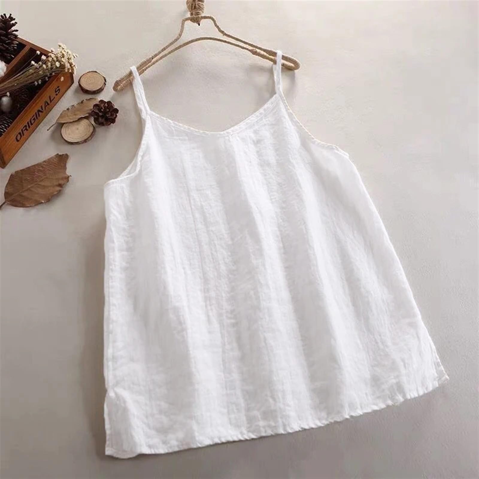 Camisola delgada y suelta para mujer, chaleco sin mangas con cuello en V, camiseta casual de verano, diseño simple a juego