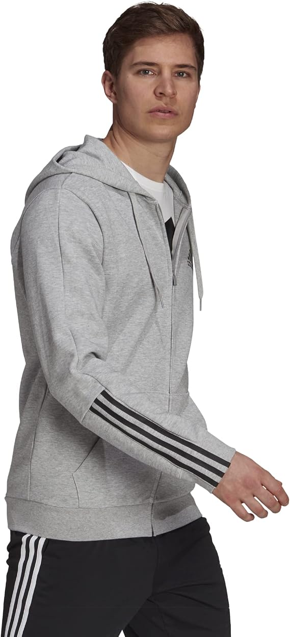adidas Men's Essentials Doubleknit Cut 3-Stripes Full-Zip Hoodie