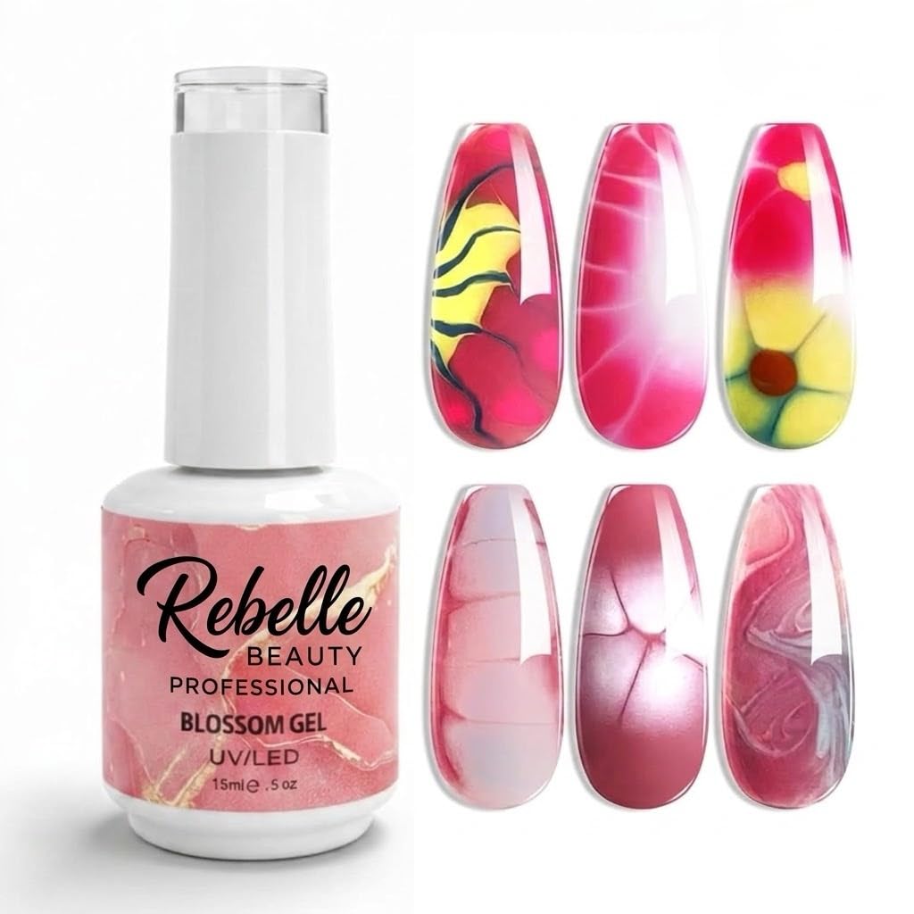 Blossom Gel 15ml Clear UV LED Nail Polish for Spreading Effect Marble Natural Stone Watercolor Floral Print Soak off DIY Nail Art Design Manicure Gift for Women-image-11