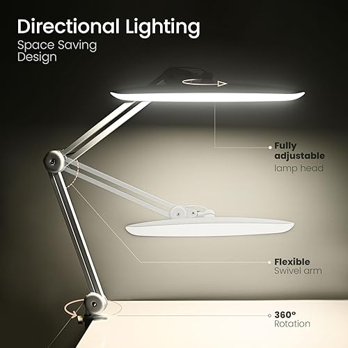 Miniatura 5 de Lámpara LED de escritorio de 1600 lúmenes, 24 W, lámpara de trabajo de arquitecto súper brillante de 20 pulgadas, 3 modos de luz, atenuación