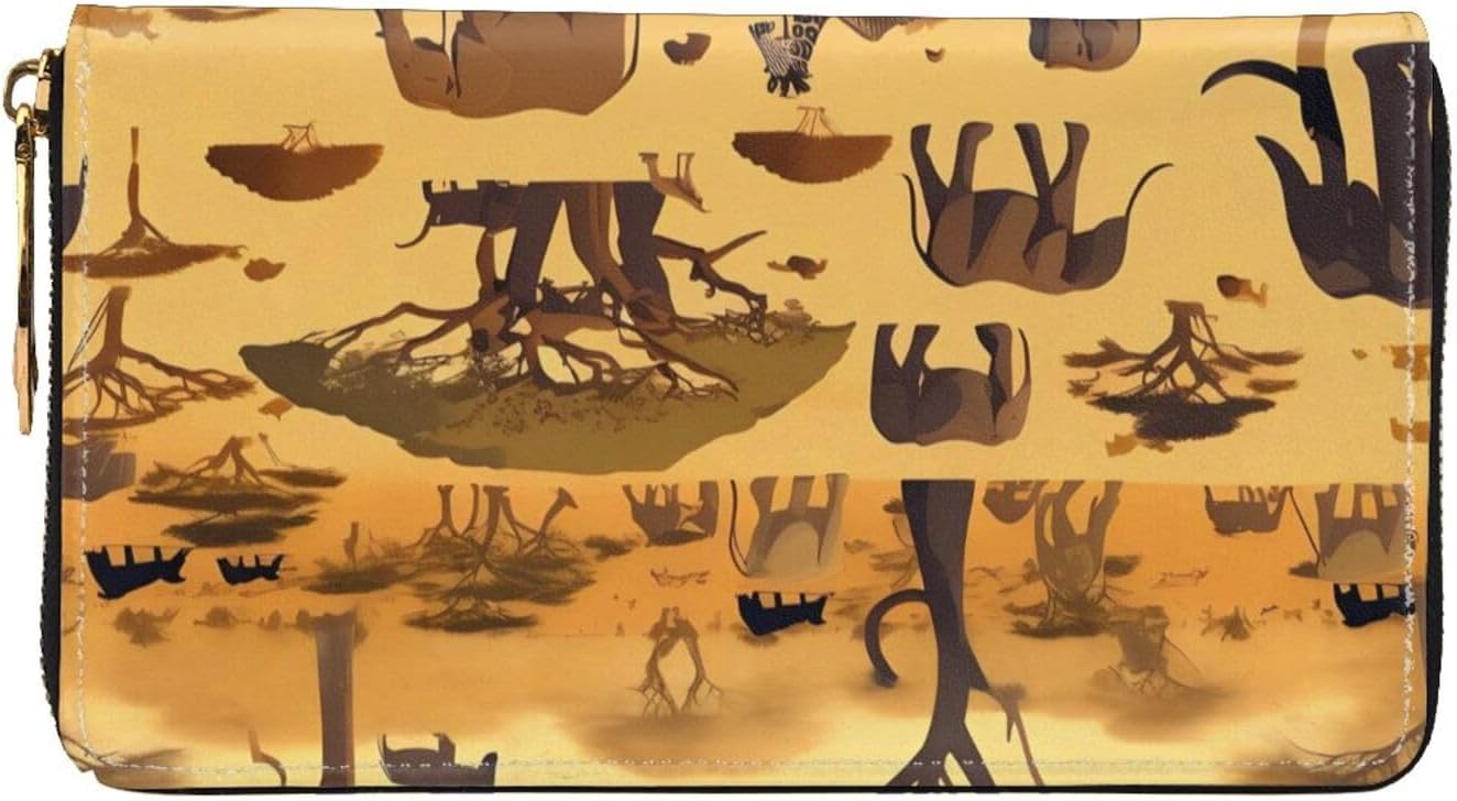 African Grassland Animals Wallet, Zipper Wallet, Large Capacity Wallet, Long Wallet, Multi-Card Organizer Wallet, Unisex