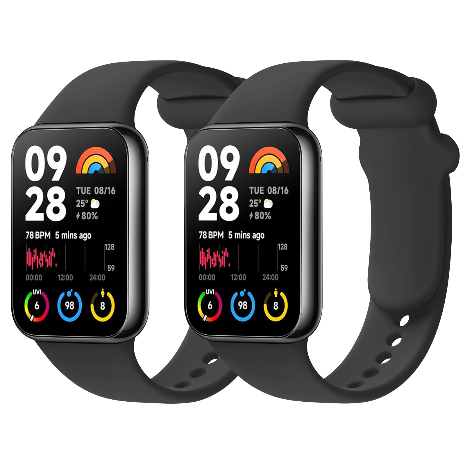 2 Piezas Correa Compatible con Xiaomi Mi Band 8 Pro/9 Pro/Redmi Watch 4 /Watch 5 Mujer Hombr, Pulsera de Repuesto de Silicona Ajustable