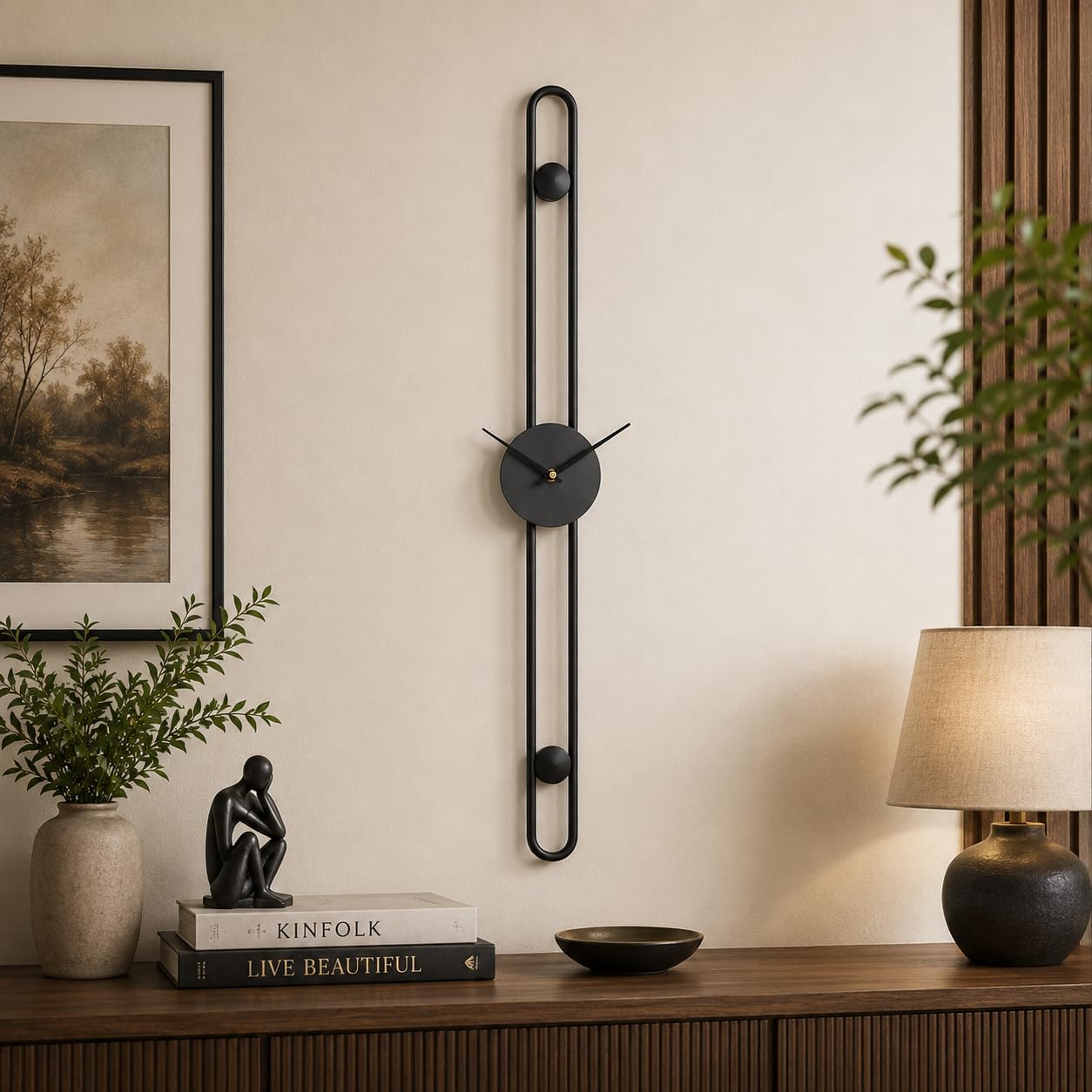 Stripique Premium Handcrafted Long Striped Black Metal Wall Clock | Modern Silent Decorative Clock for Living Room Bedroom Office Home Decor and Gifting-image-9