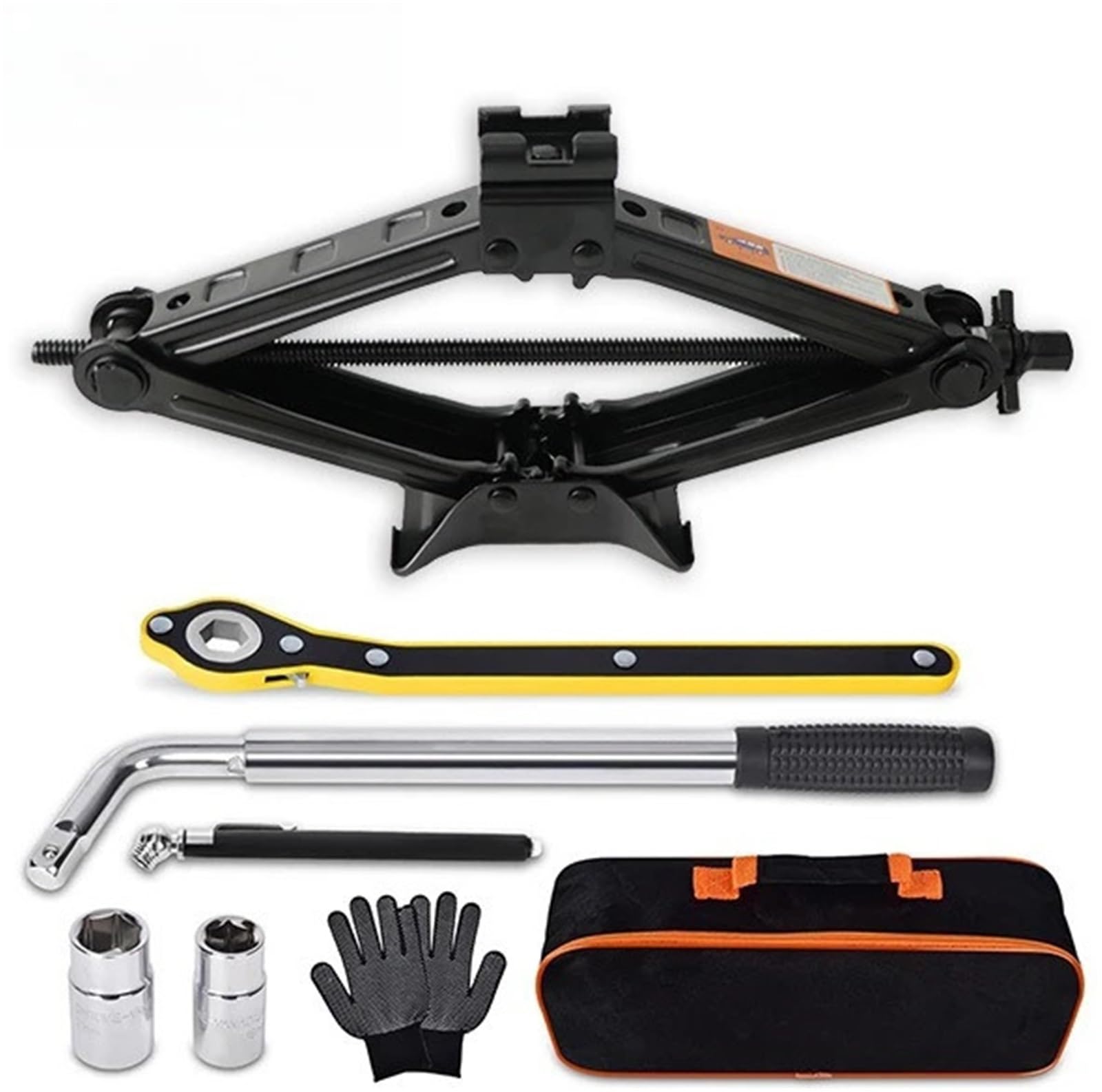 Cric A Forbice Per Auto Cric for auto Set da 2 tonnellate a forbice Cambio pneumatici Strumento multifunzione portatile(2T double tooth set)