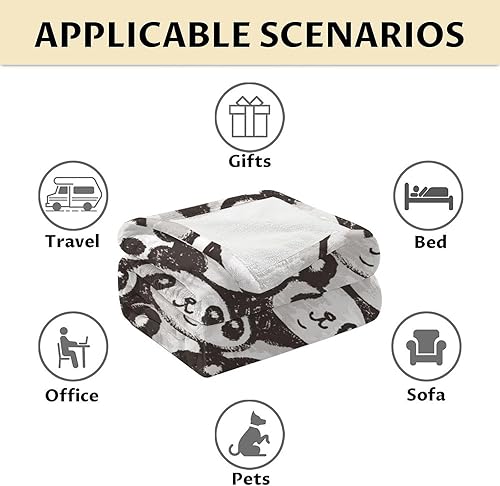 Miniatura 19 de Manta de panda personalizada con nombre, 30 x 40 pulgadas, bonita manta para niños, mantas de felpa suave colorida para sofá, oficina