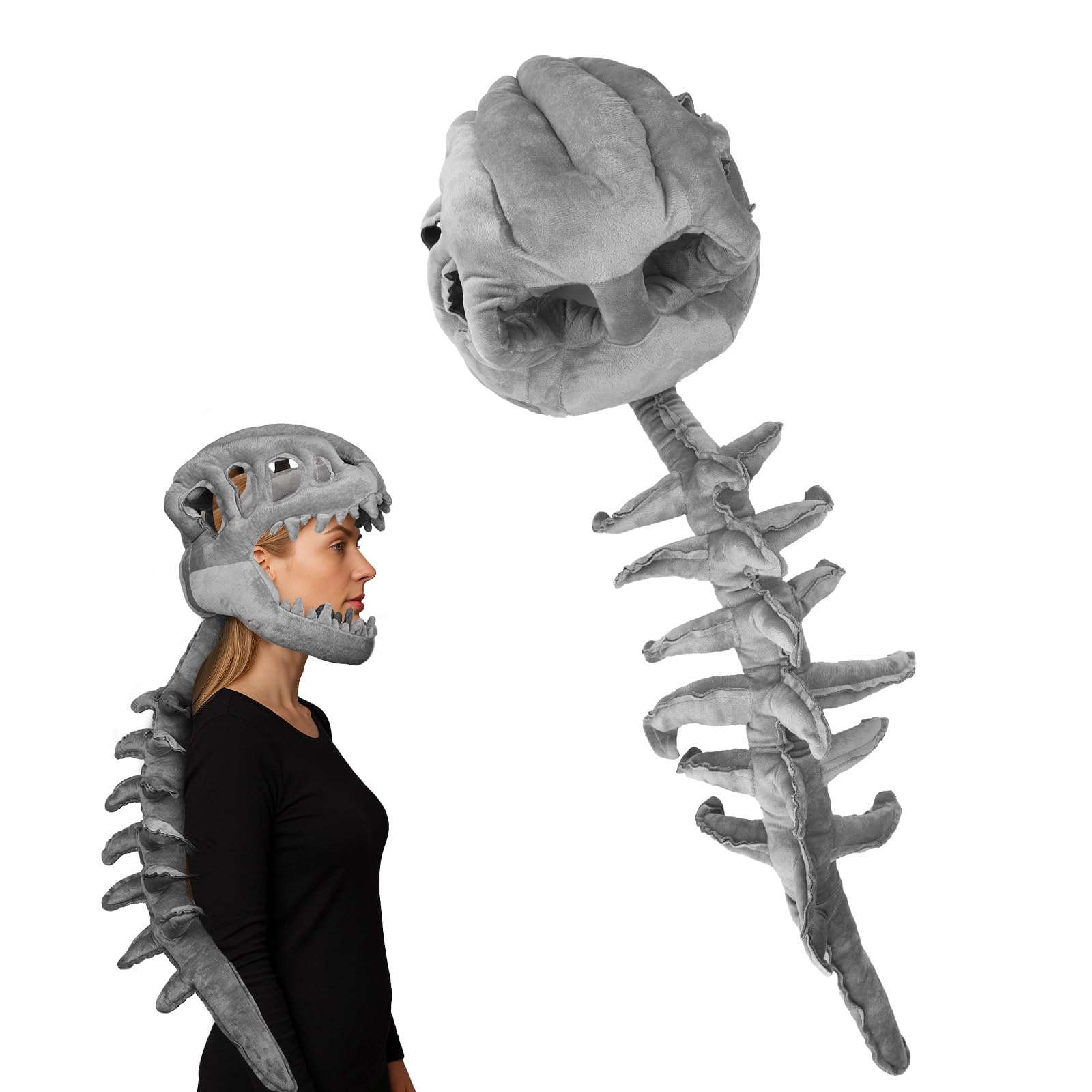 Disfraz de Esqueleto de Dinosaurio 3D, Traje Esqueleto Portátil con Extensión Columna Vertebral Accesorios Realistas Disfraz Spinosaurus para Fiestas Cosplay y Halloween