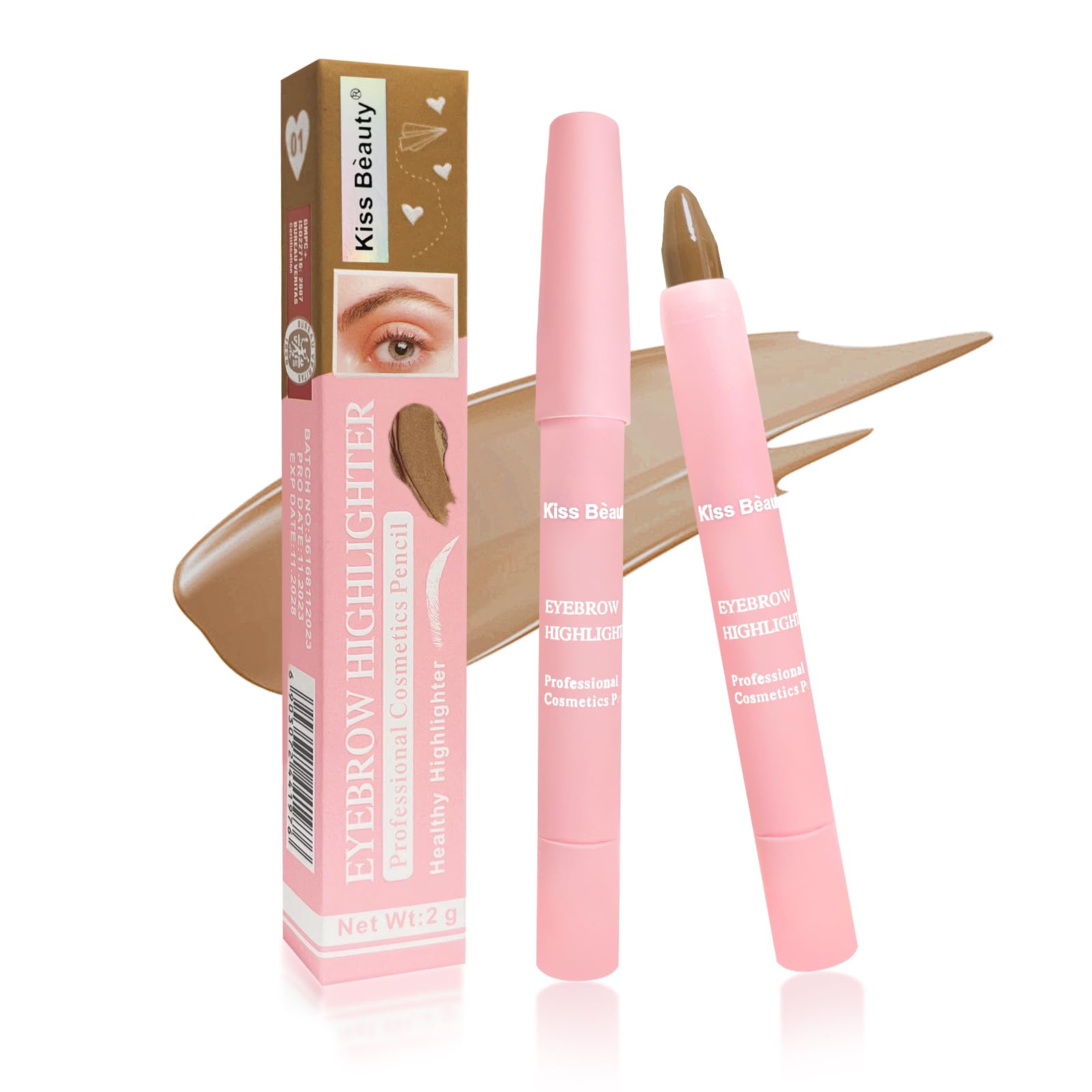 Flawless Glow: Cream Highlighter Pen for Women - Eyebrow Highlighter Stick Makeup brown