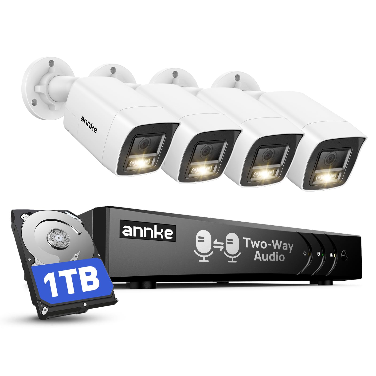 ANNKE 2-Way Audio 8CH DVR 3K Security Camera System, 5MP CCTV Wired Cams