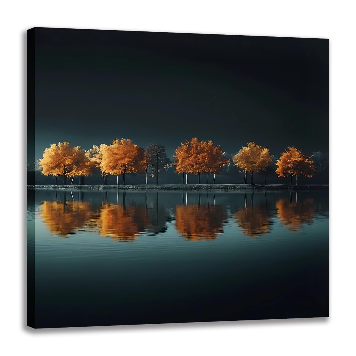 Peinture d'art mural haut de gamme arbres reflétés lac poster paysage