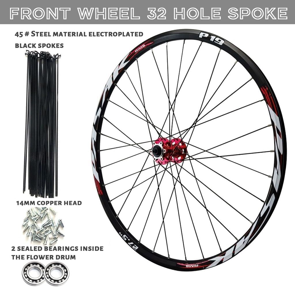 Aluminum Alloy Mountain Bicycle Wheels 26/27.5/29 Inch, Disc Brake 4 Sealed Bearing Mountain Cycling Wheelst Rim 32H Compatible 7-11 Speed Cassette