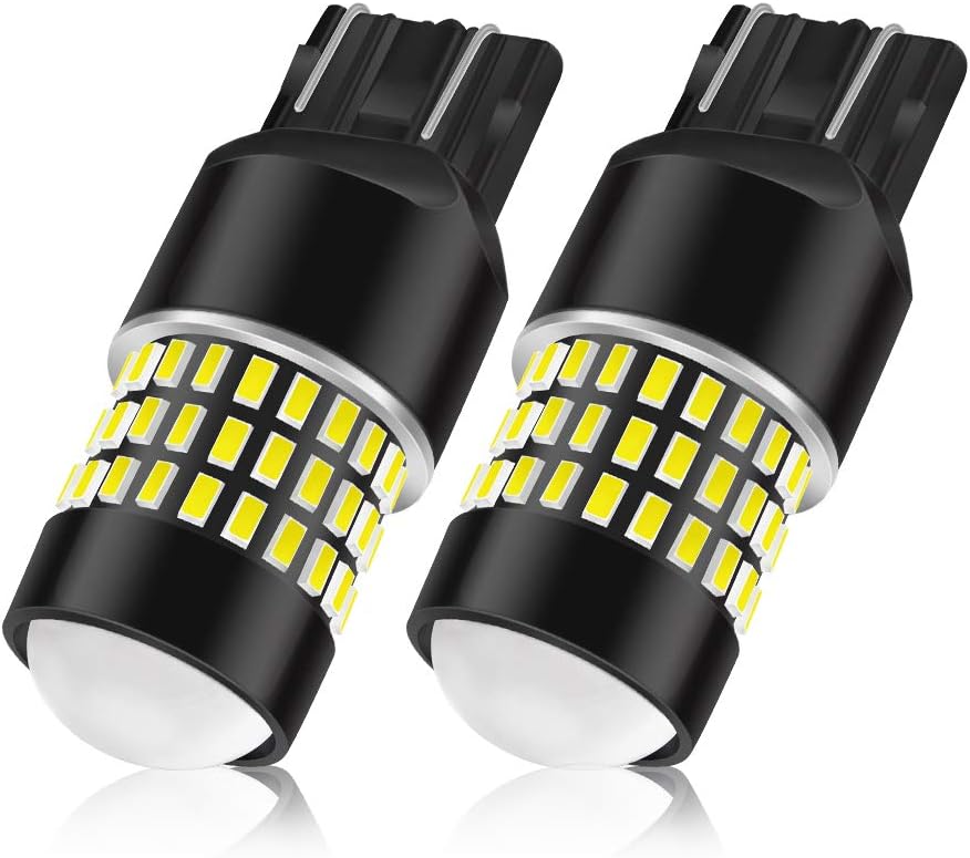 7440 W21W Led Bulbs 78SMD 3014 Chipsets with Projector Lens LED Lights Super Bright 1800LM for Car Auto Parking Backup Reverse Lights Xenon White Colour 6500K Pack of 2