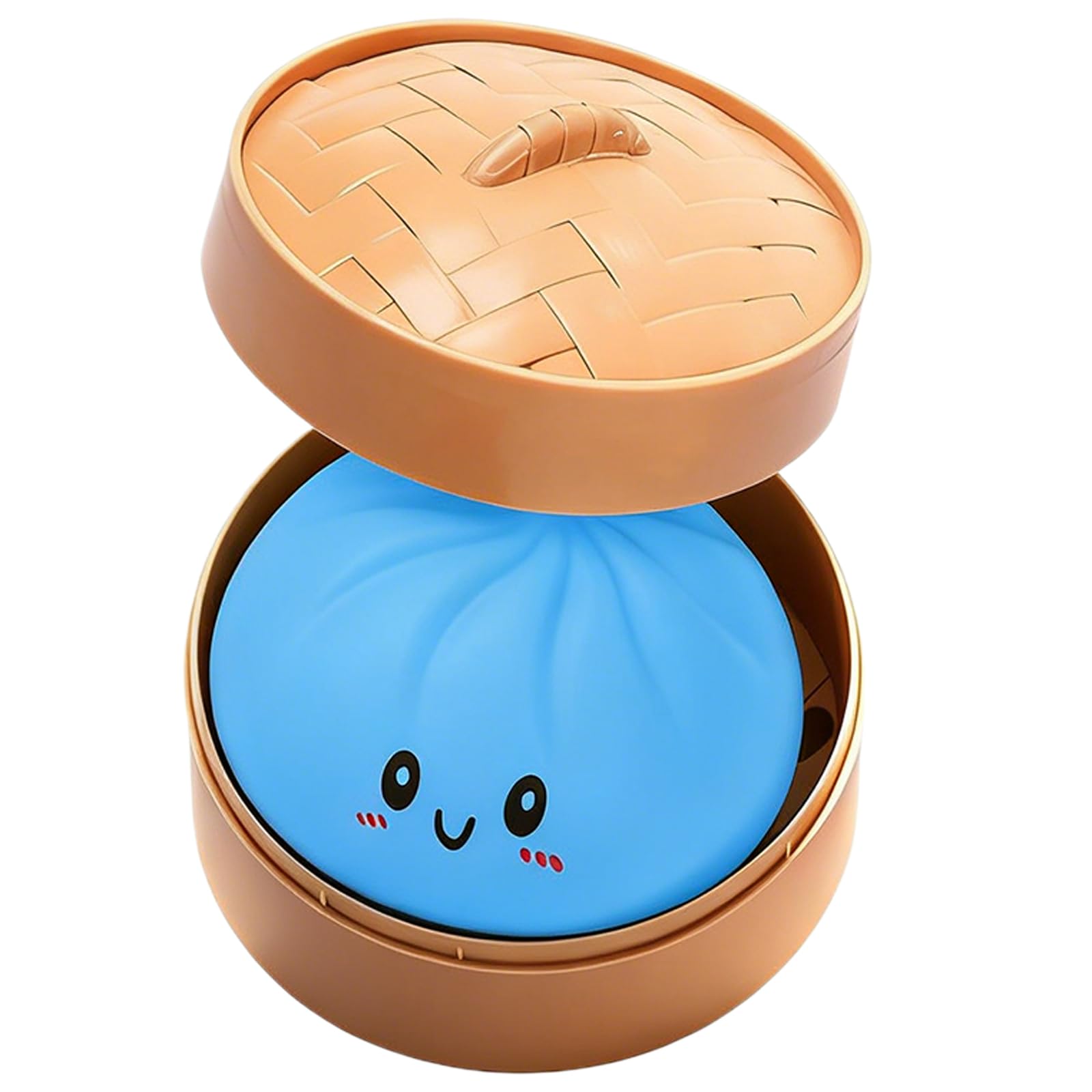 Dumpling Squishies Sensory Stress Ball, Giant Glitter Squishy Ball with Steamer for Anxiety Relief & Relaxation, Stretchy Dough Ball, Blue