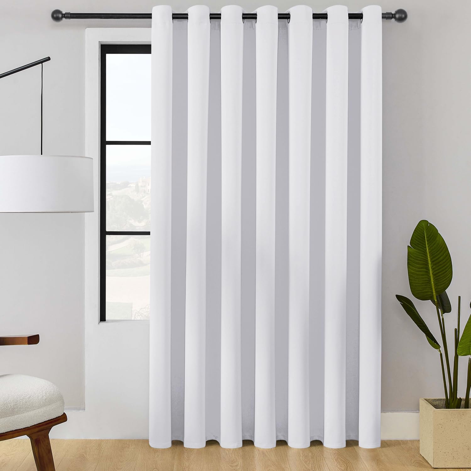 ChrisDowa Room Divider Curtain 84 Inches Long, Wide Blackout Sliding Door Curtain for Bedroom, Room Darkening Privacy Window Curtain for Patio Door (1