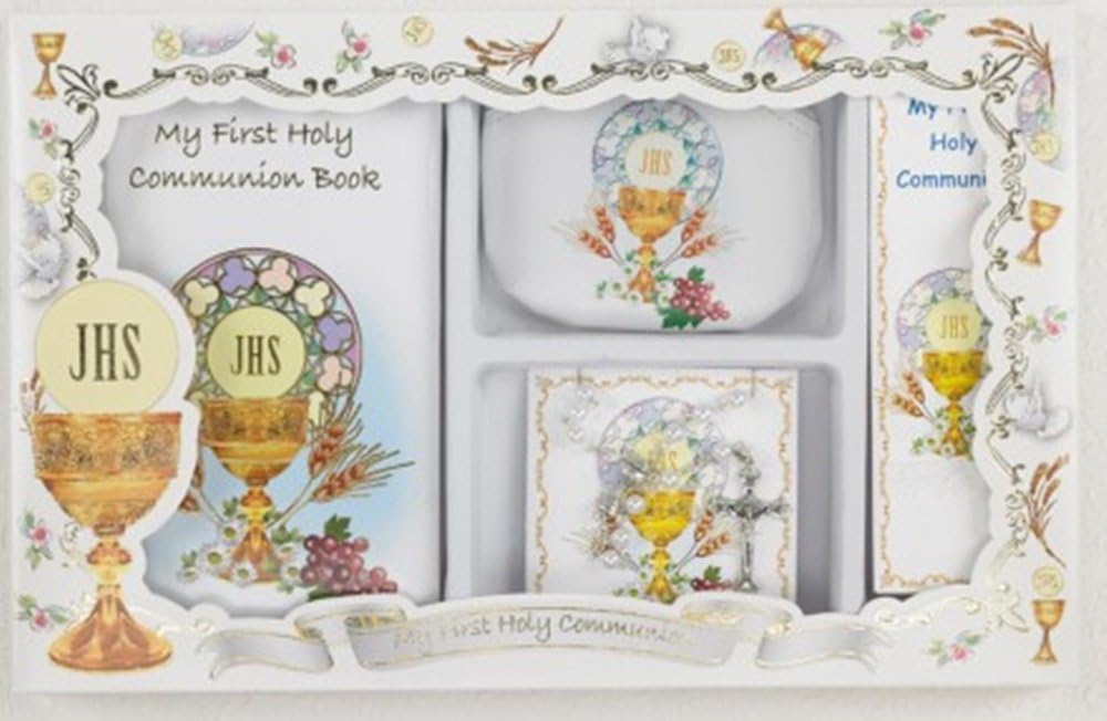 First Communion Gift Set with Prayer Mass Book, Rosary, and Bookmark