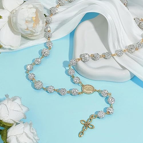 Miniatura 31 de PH PandaHall Alrededor de 100 cuentas de diamantes de imitación rojos de 0.394 pulgadas (0.394 in) cuentas de arcilla polimérica con cuentas