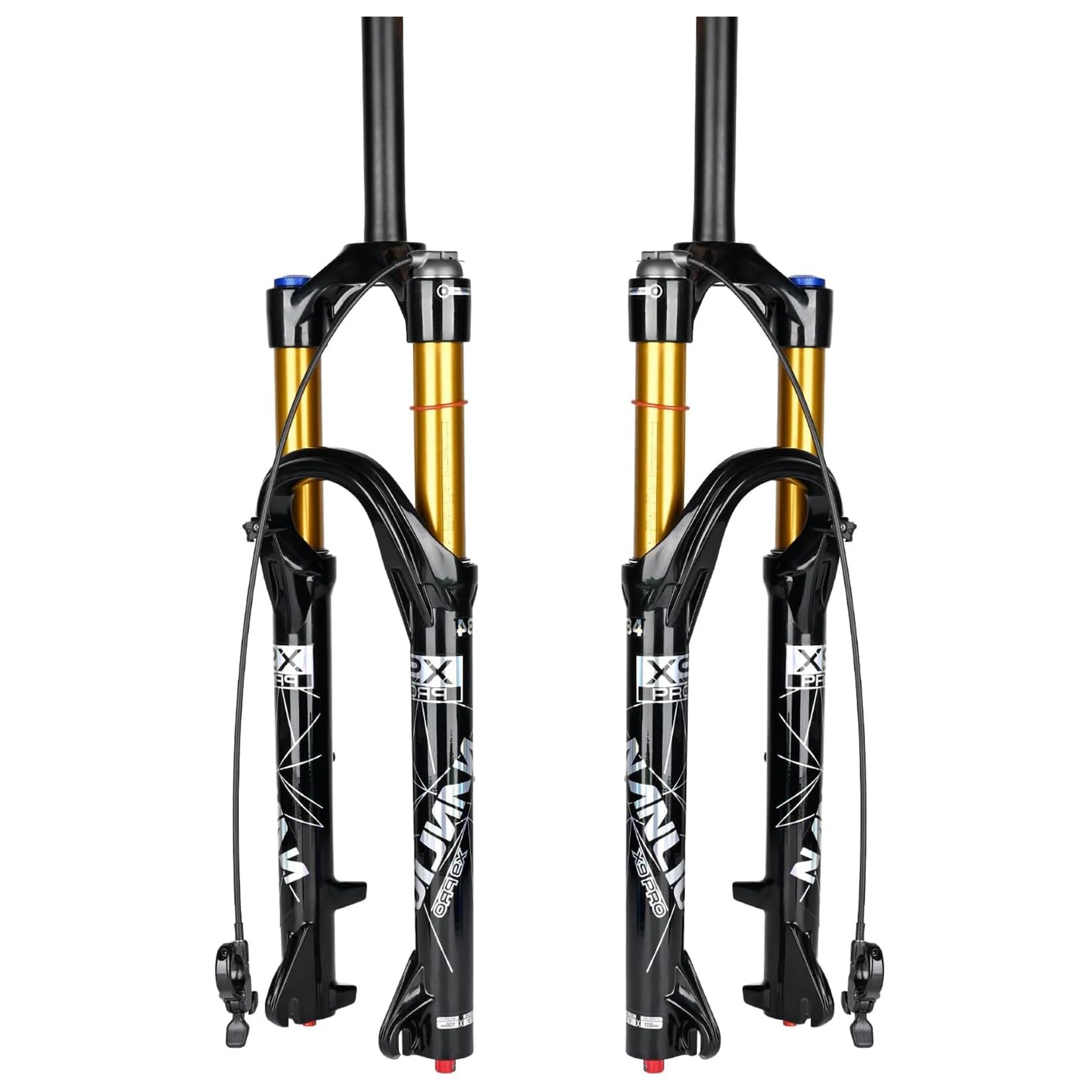 WIQUYBML Mountain Bike Fork Air Suspension Bicycle Front Fork, 26/27.5/29 Inches MTB Bicycles Cycles Forks Adjustable Damping Rebound, 140MM/160MM Travel