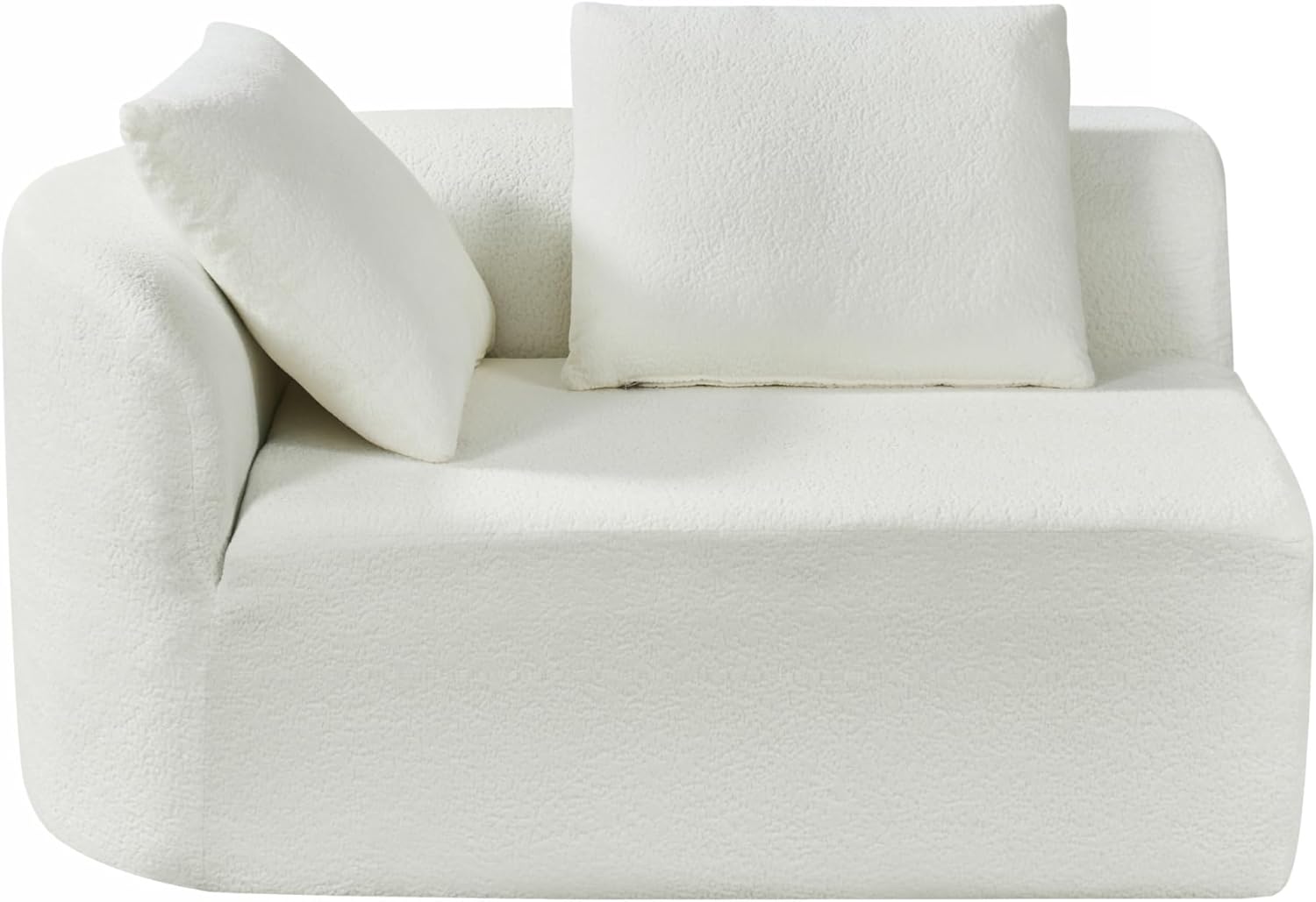 Merax 116" Curved Polyester Sectional Sofa, Modern Pearl Upholstery 3 Seat Cloud Couch with Chaise Lounge & 4 Pillows for Living Room, Beige