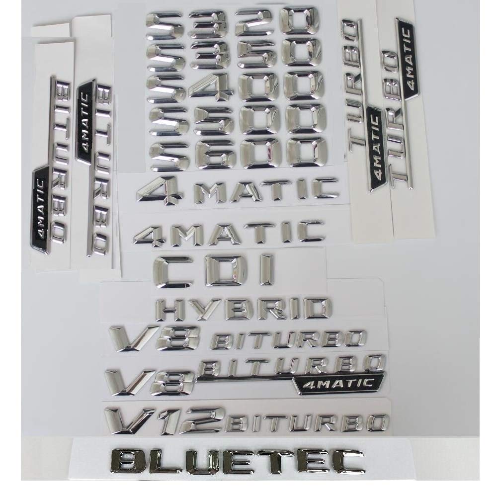 Auto-Emblems - 3D Chrome Silver Letters For Benz W221 W222 S320 S350 S400 S450 S500 S550 S560 S600 S650 S680 CDI BLUETEC 4MATIC Emblem (1pair TURBO AMG)