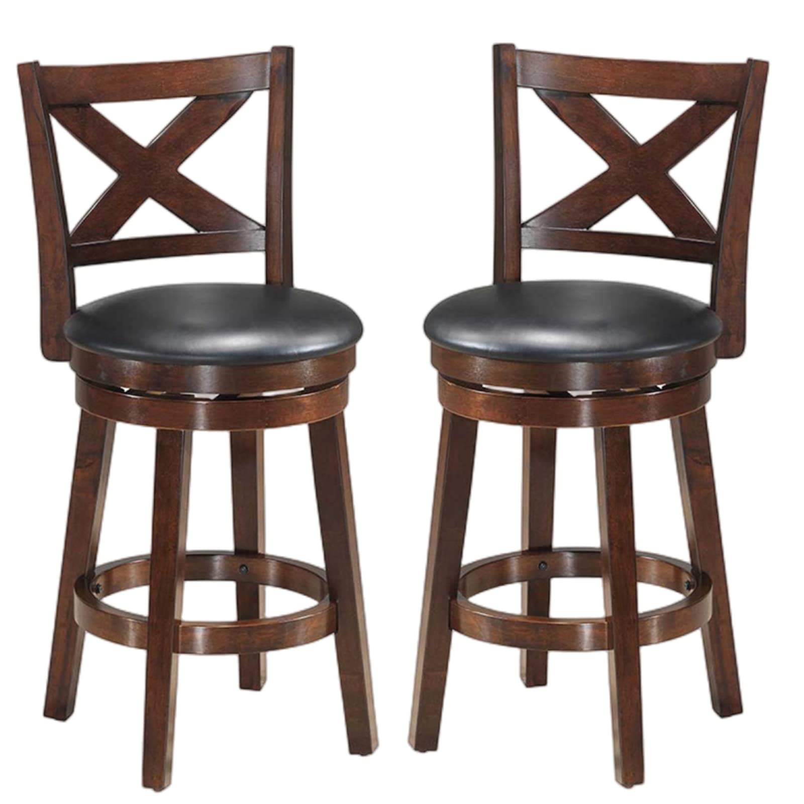 ERGOMASTER Dark Brown Swivel Bar Stools Counter Height Barstool 24 Inches Seat Height Bar Chair ?Set of 2?