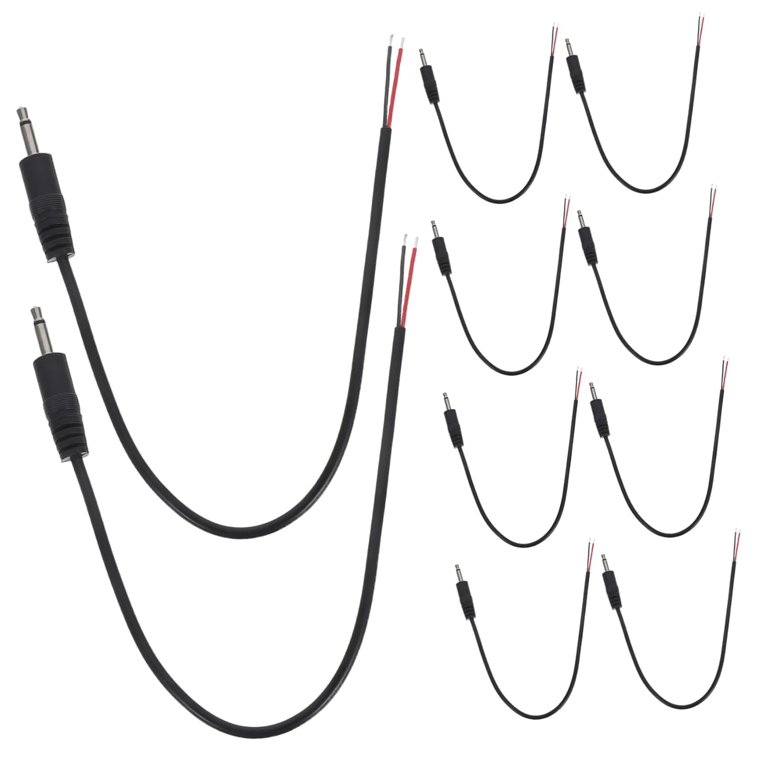 Angoily 1set Male Plug to Bare Wire Audio Cable Mono Connector for Headphones Earphones Microphones Durable and Easy to Install Speaker Cable Repair 10pcs